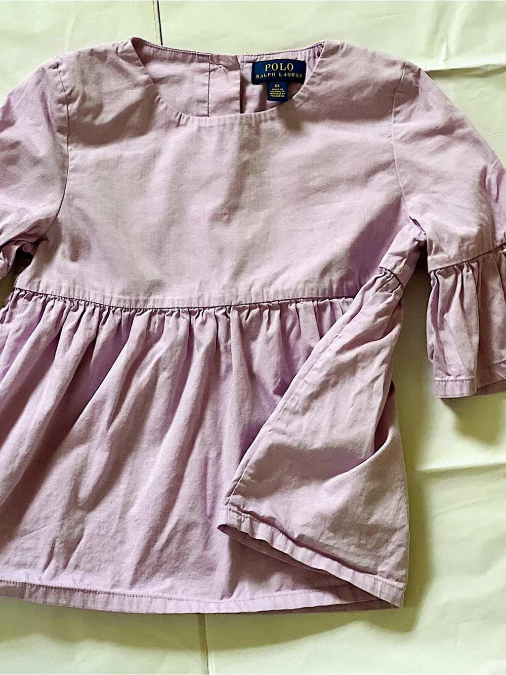 Polo by Ralph Lauren Girls' Light Lavender Ruffle Peplum Top